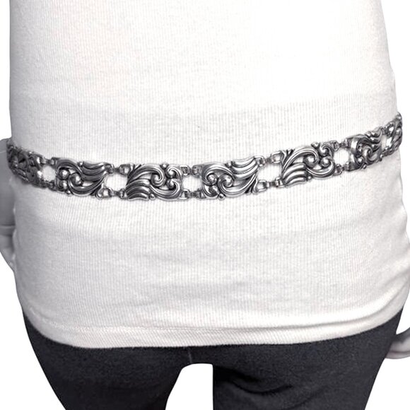 VINTAGE BRIGHTON 1996 Silver Scroll Concho Belt main image 4